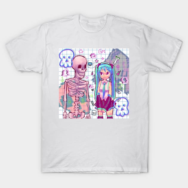 skeleton and hatsune miku T-Shirt by Galaxyymilk 